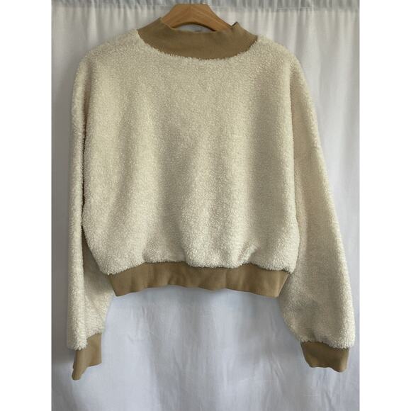 Fabletics Womens Malia Polar Sherpa Fleece Pullover Size Large Ivory Dolman Mock - Picture 4 of 5